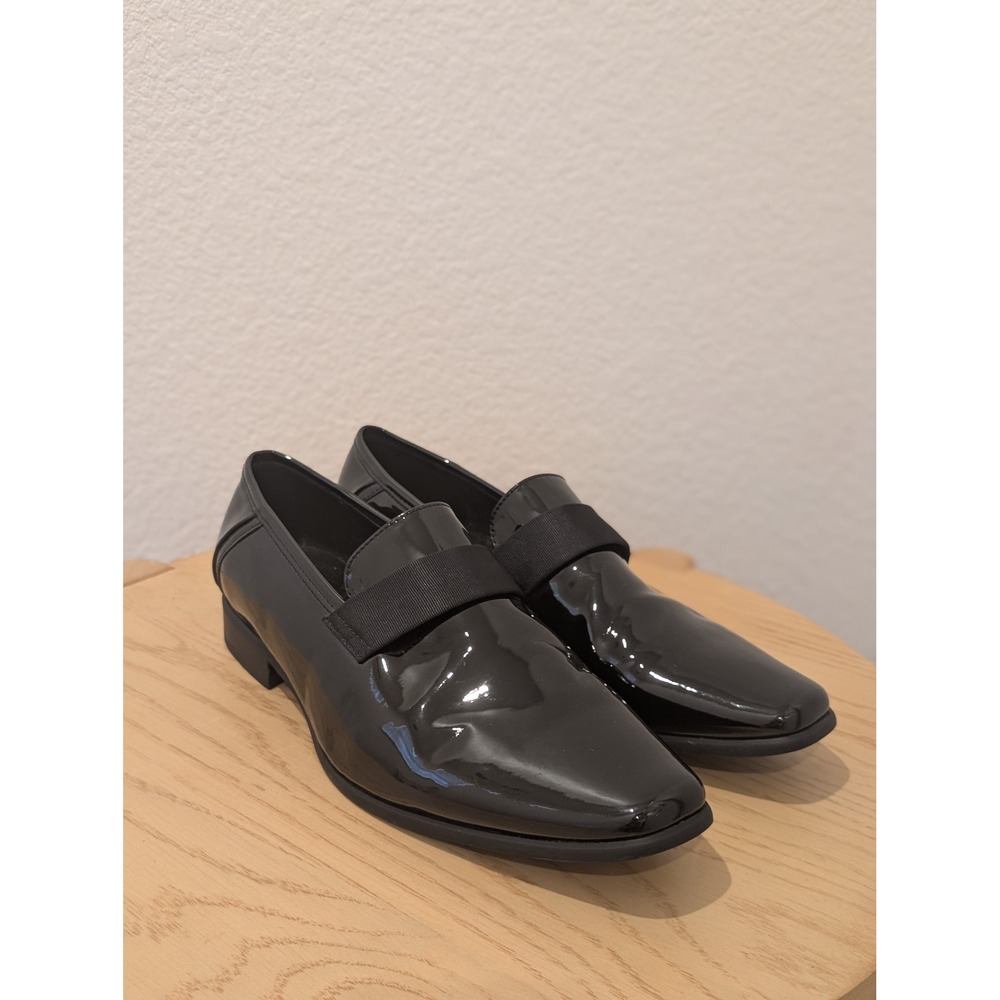 Calvin Klein Bernard Mens Black Patent Tuxedo Loafers Size 10.5